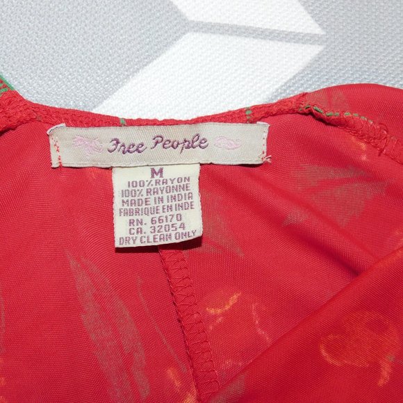 Free People Crossover Red Cherries Dress Size Medium - Picture 7 of 8